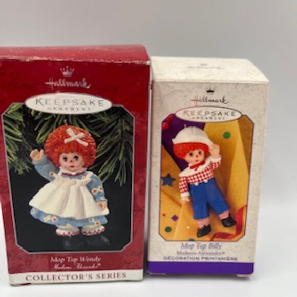Hallmark Vintage Christmas Ornaments Mop Top Billy & Wendy Set Of 2 - Picture 8 of 9
